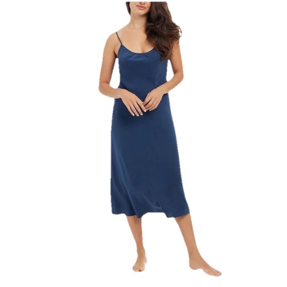 Soft Surroundings Slip Dress Women XL NAVY Lounge Excellent 29629 Rayon MIDI - Picture 1 of 10